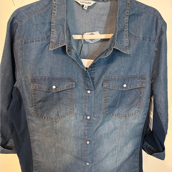 Plus size Denim Button-Up Shirt - Picture 2 of 5